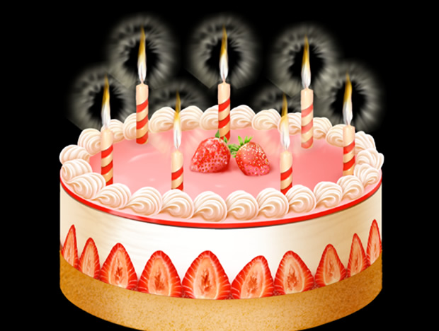 生日蛋糕上面点燃的生日蜡烛PPT素材